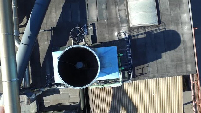 Aerial view of ventilation system on a roof