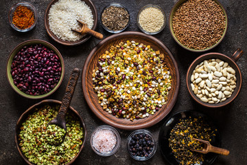 cereals and spices, cook in clay cups on the  stone