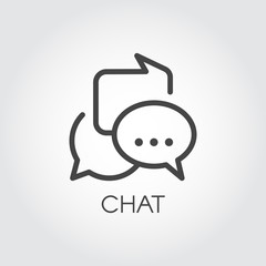 Chatting icon in outline style. Dialog speech contour bubbles. Messages or conversation line pictograph. UI element