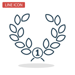 First place winner wreath line icon for web and mobile design