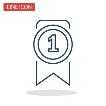 First place medal line icon for web and mobile design