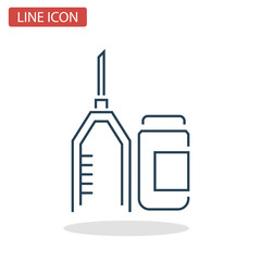 Syringe and medical supplies line icon for web and mobile design