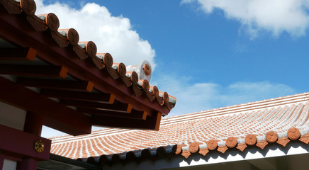 Fototapeta na wymiar The roof of traditional Japan architectural building 