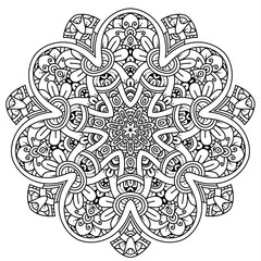Black and white mandala vector isolated on white. Vector hand drawn circular decorative element.