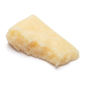 pieces of Parmesan cheese on white background