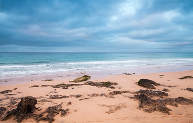 Coastal rocks on the beach of Porto Santo
