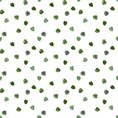 Colorful naturalistic green leaves on branch. Seamless Pattern. Vector Illustration.