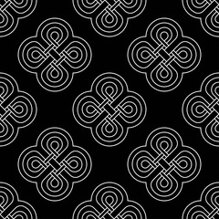 Vector seamless texture. Modern geometric background. Monochrome repeating pattern. Lattice with abstract figures.
