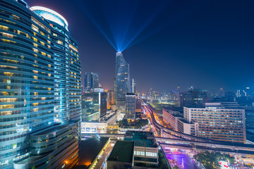 Bangkok Ratchaprasong business and travel district at night.