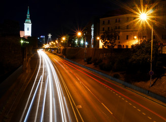 Fototapeta na wymiar Night Bratislava - lighttrails