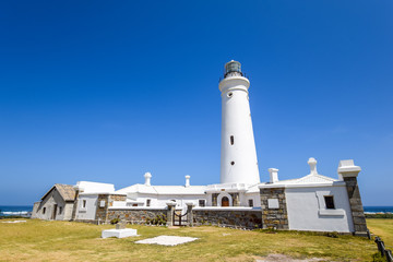 Stunning view of Seal Point Lighthouse in Cape St Francis,  Eastern Cape Province, South Africa. The lighthouse has been operational since 1878 and houses a museum.