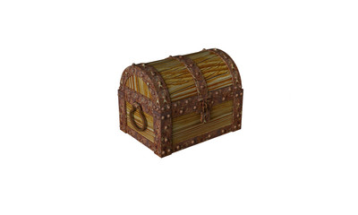 Treasure chest with treasure 3D rendering