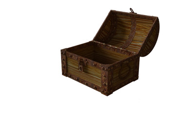 Treasure chest with treasure 3D rendering