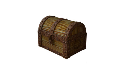 Treasure chest with treasure 3D rendering