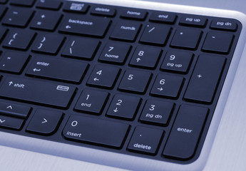 Top View of Keyboard closeup blue background banner