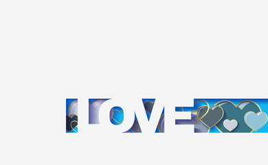 background of hearts, cut from the paper the text love , origami design