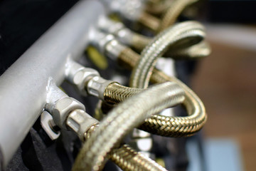 Metal hoses close up
