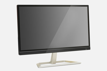 Modern Monitor with reflection on screen white background