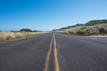 Low Angle of Road with Grasses