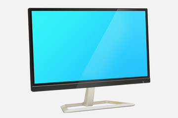 Digital Monitor Display on white background with blue screen