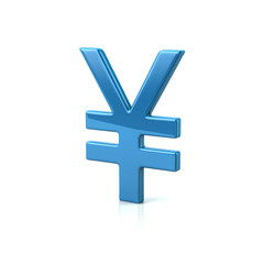 Blue  yen currency sign