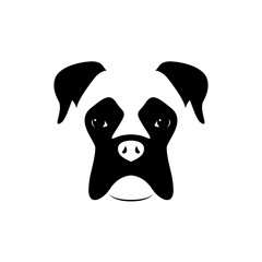 Boxer dog muzzle. Black and white. Vector illustration.