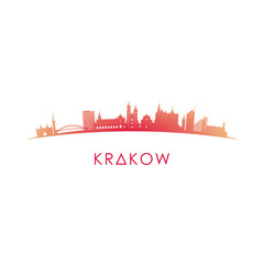 Krakow skyline silhouette. Vector design colorful illustration.