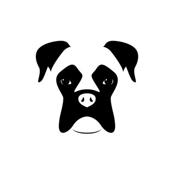 Boxer dog muzzle. Black and white. Vector illustration.