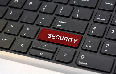 Security Button on Keyboard closeup view