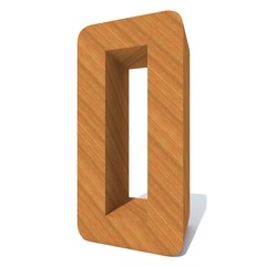 Conceptual wood or wooden brown font or type, timber or lumber industry piece isolated on white background. Educative hadwood material, smooth surface pine handmade sculpted object as 3D illustration