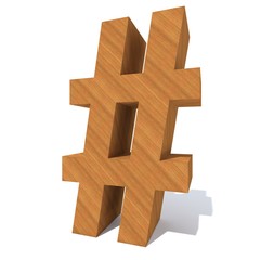 Obraz premium Conceptual wood or wooden brown font or type, timber or lumber industry piece isolated on white background. Educative hadwood material, smooth surface pine handmade sculpted object as 3D illustration