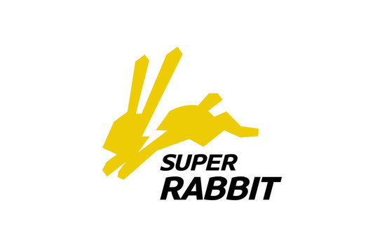 Super Yellow Rabbit Flash Symbol Logo Design Illustration