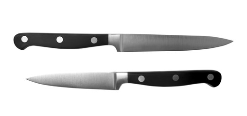 Black kitchen knifes on the white