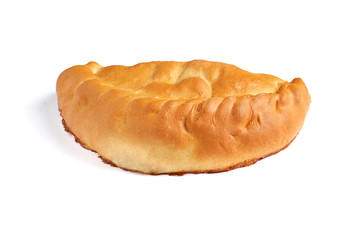 Baked loaf isolated on white background.