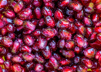 Grains of pomegranate with water drops 1