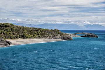 Naklejka premium Landscape d'Arconte Beach, from Marina of Camerota, Italy