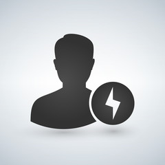 User avatar flash sign icon . Flash icon, lightning. Light sign. Lightning illustration. Abstract design graphic element