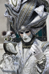 Beautiful carnival mask and costume at the annual Venice Carnival