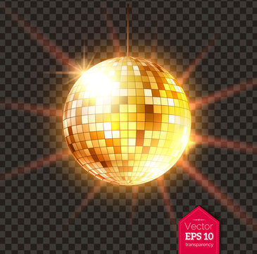 Golden Disco ball with light rays