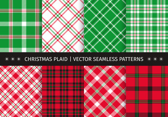 Set of christmas plaid and tartan seamless patterns. Vector backgrounds