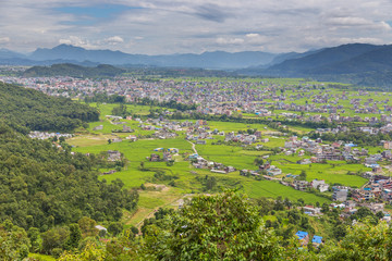 View from the Peace Pagoda viewpoint on the Pokhara town.