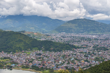 Fototapeta na wymiar View of the Pokhara city and Phewa Lake, Nepal