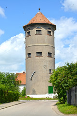 Fototapeta na wymiar Water tower on Karl Marx Street. Gvardeysk, Kaliningrad region