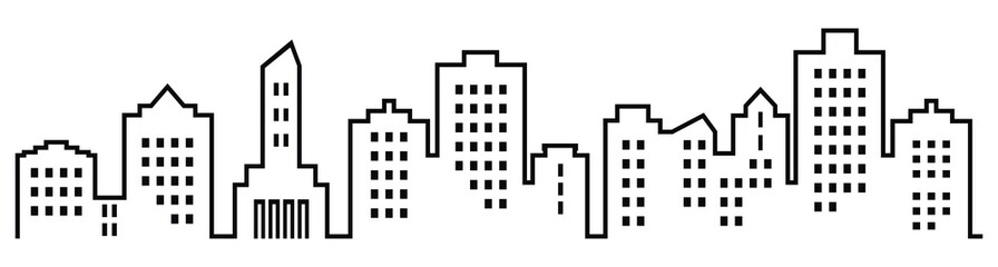 Sillhouette of town, black vector icon
