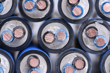 Copper electrical power cable close-up