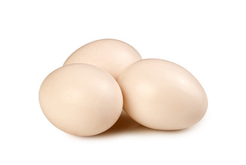 Three eggs. Isolated on white background
