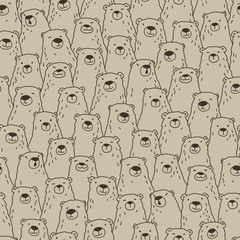 Bear polar bear Seamless Pattern Doodle vector isolated wallpaper background brown