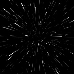 Vector abstract background with Star Warp or Hyperspace. Light of moving stars. - obrazy, fototapety, plakaty