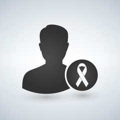 Illustration of an isolated user or avatar rounded button with an awareness ribbon