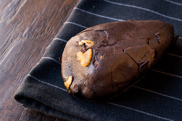 Chocolate Covered Chestnut Dessert with Pistachio. / Kestane Sekeri